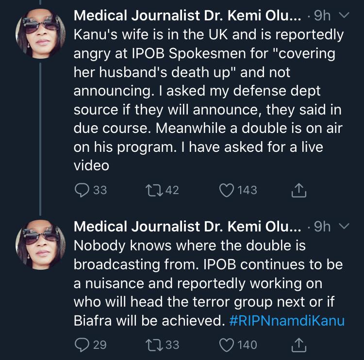 Kemi Olunloyo Insists Nnamdi Kanu Is Dead, Reveals Shocking New Details