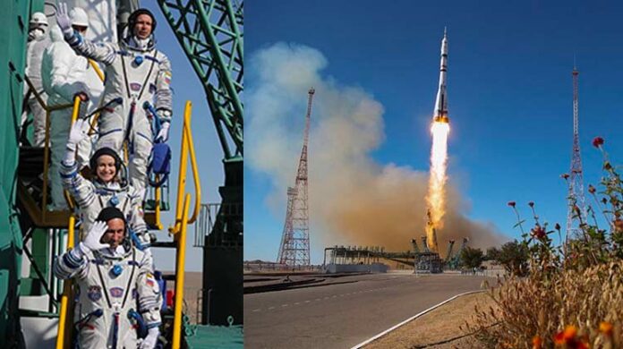 Russian Acting Crew Blast Off To Make First Movie In Space